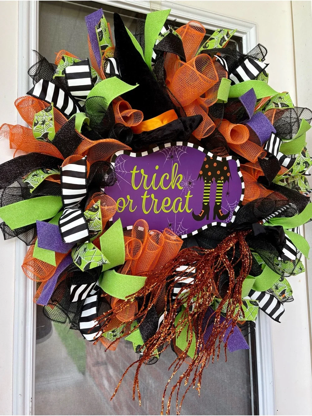 Halloween 'Trick or Treat' Decorative Witch Wreath